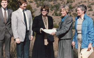 Travis County Judge Bill Aleshire and Commissioners Bruce Todd and Pam Reed at the opening of the Southwest Parkway, 1987